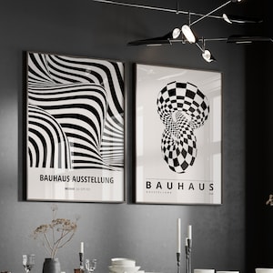 Bauhaus Poster Set 2 Framed Wall Art, Gallery Wall Set, Mid Century Modern, Large Wall Art, Gift Modern Wall Art Bauhaus Print