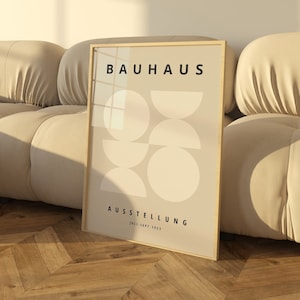 Stampa Bauhaus beige - Arte da parete con cornice - Moderno di metà secolo - Grande arte da parete - Arte da parete minimalista - Stampa Bauhaus moderna - Decorazione da parete beige