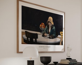 Edward Hopper Automat Druck: Vintage gerahmte Wandkunst