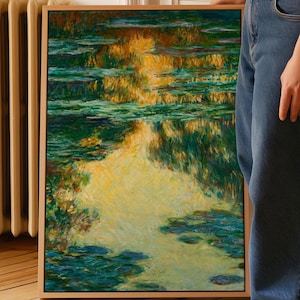 Claude Monet - Water Lilies 1907 - Framed Canvas Wall Art - Large Wall Art -  Vintage Wall Art - Giclée Print