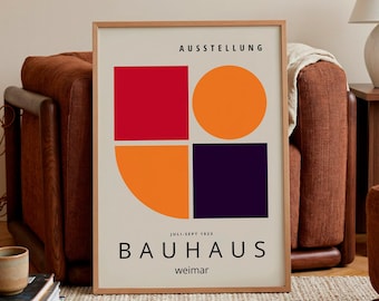 Colourful Bauhaus Exhibition Print: Mid-Century Modern Framed Wall Art