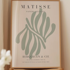 Sage Green Papiers Decoupes Matisse Print - Framed Wall Art - Mid Century Modern - Matisse Cutouts - Giclee Print