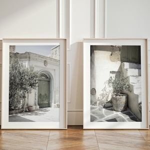 Conjunto de 2 peças da Itália, Arte de parede emoldurada, Arte da cidade da Itália, Impressão de arte de parede da Itália, Impressões fotográficas da cidade, Decoração de casa em Malta, Oliveira verde