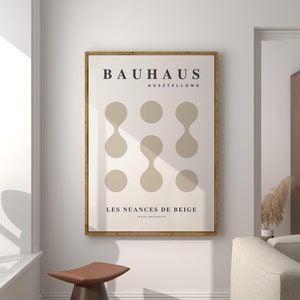 Beige Bauhaus Exhibition Poster: Modern Minimalist Wall Art