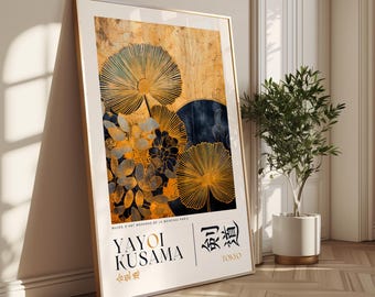 Yayoi Kusama-poster: Inramad japansk botanisk väggkonst