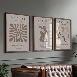 Matisse Print Set of 3, Framed Wall Art, Mid Century Modern, Gallery Wall Set, Large Wall Art, Living Room Decor