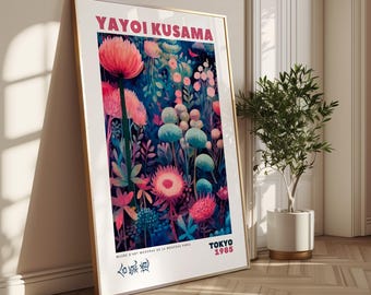 Fantasy Garden Wall Decor, Pastel Botanical Artwork, Modern Pink Blue Poster