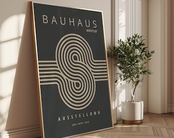 Neutral Bauhaus Framed Art Print: Mid-Century Modern Minimalist Decor