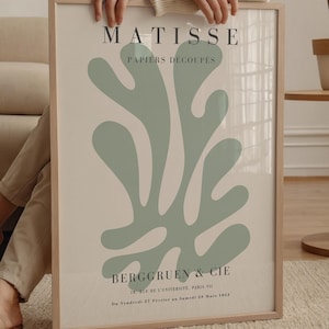 Sage Green Papiers Decoupes Matisse Print - Framed Wall Art - Mid Century Modern - Matisse Cutouts - Giclee Print