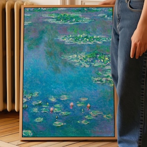 Claude Monet - Water Lilies 1907 - Framed Canvas Wall Art - Large Wall Art -  Vintage Wall Art - Giclée Print