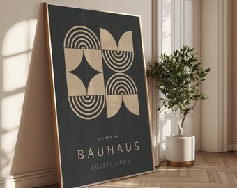 Neutral Modern Bauhaus Art Print: Framed Geometric Wall Decor