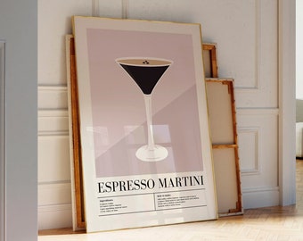 Printable Espresso Martini Print, Bar Cart Prints, Alcohol Poster, Espresso Martini Poster, Cocktail Recipe Poster, Alcohol Print