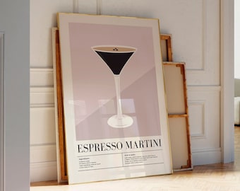 Printable Espresso Martini Print, Bar Cart Prints, Alcohol Poster, Espresso Martini Poster, Cocktail Recipe Poster, Alcohol Print