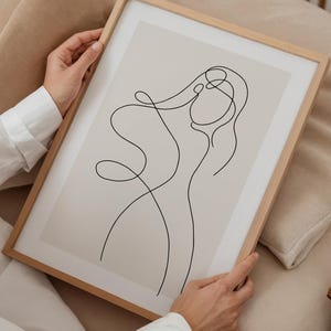 Woman Line Art, Framed Wall Art,  Modern Body Line Art, Woman Line Art Print, Minimalist Woman Art, Large Wall Art