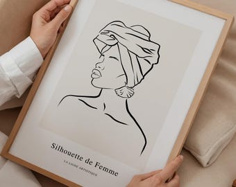 African Woman Line Art Print: Minimalist Face Wall Decor