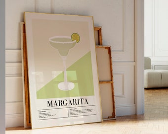Margarita Print, Bar Cart Prints, Cocktail Prints, Alcohol Print, Cocktail Recipe Poster, Cocktail Wall Art, Drink Prints, DIGITAL DOWNLOAD