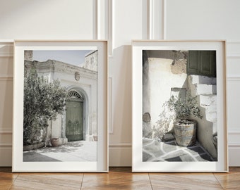 Framed Italy Wall Art Set of 2: City Photography Prints with Olive Tree