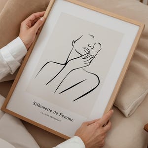 Woman Line Art - Framed Wall Art - Modern Body Art - Minimalist Woman Art