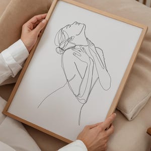 Woman Line Art - Framed Wall Art - Modern Body Art - Minimalist Woman Art