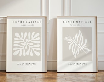 Beige Matisse Print Set Framed Wall Art  Mid Century Modern, Beige Wall Art, Large Wall Art