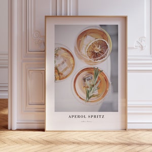 Impresión de Aperol Spritz, impresiones de carrito de bar de arte de pared enmarcadas de regalo, impresiones de cócteles, impresiones de alcohol, cartel de Aperol Spritz, arte de pared de Aperol Spritz