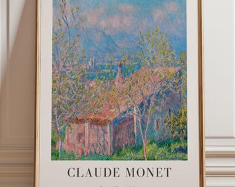 クロード・モネ［アンティーブの庭師の家］ クロード・モネの版画：アンティーブの庭師の家、額入り素朴な風景画