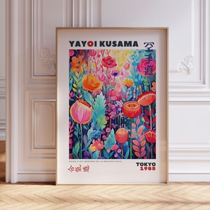 YAYOI KUSAMA Print, Framed Wall Art Japanese Wall Art, Japanese Modern Art Kusama Exhibition, Colorful Wall Art, Botanical Print