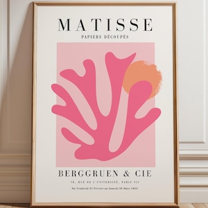 Pink Matisse Print - Framed Wall Art - Papiers Decoupes - Large Wall Art - Mid Century Modern