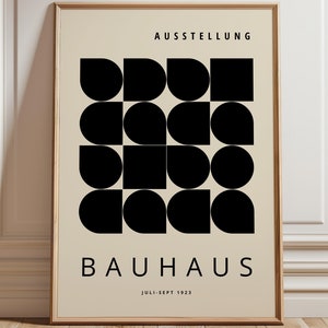 Black Beige Bauhaus Exhibition Print - Mid Century Modern Framed Wall Art