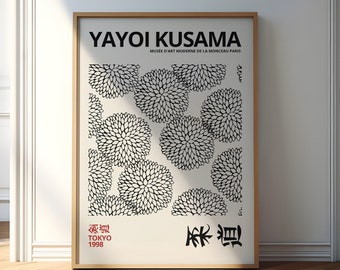 Yayoi Kusama Minimalist Poster, Japanese Abstract Wall Art, Modern Print for Bedroom