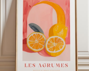Framed Lemon Art Print: Modern Citrus Illustration