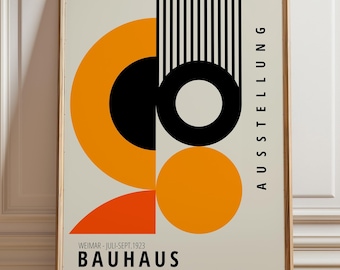 Orange Bauhaus Poster, Framed Wall Art, Wall Decor, Mid Century Modern, Colorful Wall Art, Living Room Decor Bauhaus Print