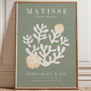 Sage Green Matisse Print - Framed Wall Art - Green Wall Art -  Large Wall Art - Living Room Decor - Mid Century Modern - Papiers Decoupes