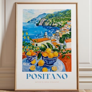 Positano Print: Framed Italian Coastal Wall Art image 1