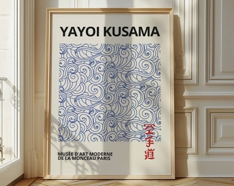 Impression YAYOI KUSAMA, décoration minimaliste encadrée d'art mural, art mural japonais, affiche Yayoi Kusama, déco minimaliste d'art moderne japonais