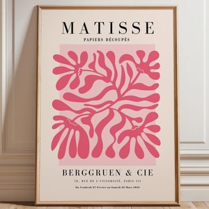 Impression Matisse rose - oeuvre d'art murale encadrée - oeuvre d'art murale abstraite - art moderne du milieu du siècle - grande oeuvre d'art murale - oeuvre d'art murale Matisse - papiers découpés