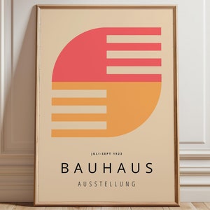 Pink Yellow Bauhaus Print - Framed Wall Art - Mid Century Modern - Large Wall Art - Minimalist Wall Art  - Colorful Wall Art