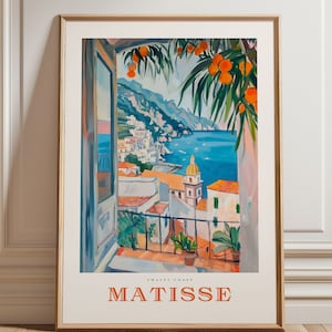 Matisse Print, Framed Wall Art, Italy Wall Art, Large Wall Art, Coastal Decor, Trendy Wall Art, Matisse Inspired - Amalfi Coast