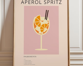Aperol Spritz Poster: Bar Cart Cocktail Print