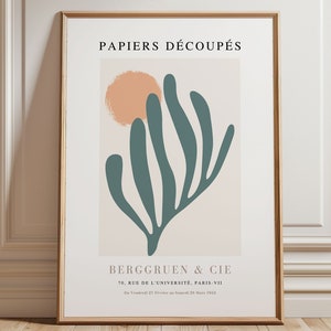 Green Matisse Print - Framed Wall Art - Mid Century Modern - Matisse Papiers Decoupes - Large Wall Art - Green Wall Art