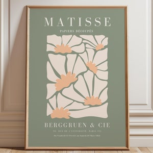 Sage Green Matisse Print - Framed Wall Art - Green Wall Art -  Large Wall Art - Living Room Decor - Botanical Wall Art - Papiers Decoupes