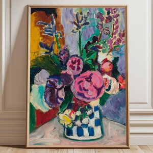 Henri Matisse 'Les Pivoines' Impresión de arte botánico enmarcado