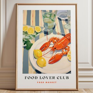 Lobster Print: Food Lover Club Kitchen Wall Art image 1