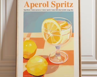 Aperol Spritz Recipe Print: Bar Cart Wall Art