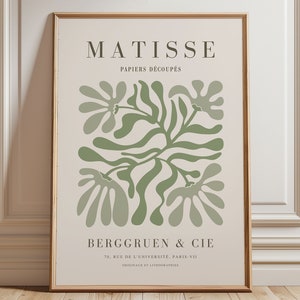Sage Green Matisse Print - Framed Wall Art - Mid Century Modern - Matisse Cutouts - Large Wall Art - Green Wall Art - Natural Wall Decor