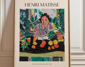 Henri Matisse Print: Interior with Etruscan Vase - Framed Wall Art