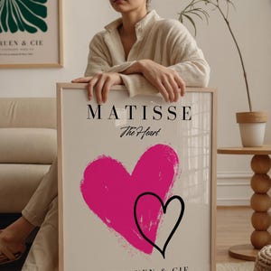 Impression Matisse - oeuvre d'art murale encadrée - impression coeur - grande oeuvre d'art murale - impression amour - Berggruen & Cie - art mural rose vif