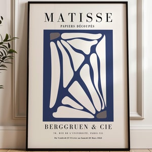 Henri Matisse Retro Blumen Druck - Gerahmte Wandkunst - Blumenmarkt Druck - Große Wandkunst - Botanische Wandkunst - Blaue Wandkunst