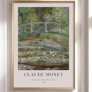 Claude Monet - Bridge over a Pond of Water Lilies 1899 - Framed Wall Art - Antique Oil Painting - Green Landscape Painting