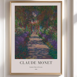 Claude Monet - Garden Path at Giverny 1902 - Framed Wall Art - Landscape Oil Painting - Vintage Wall Art